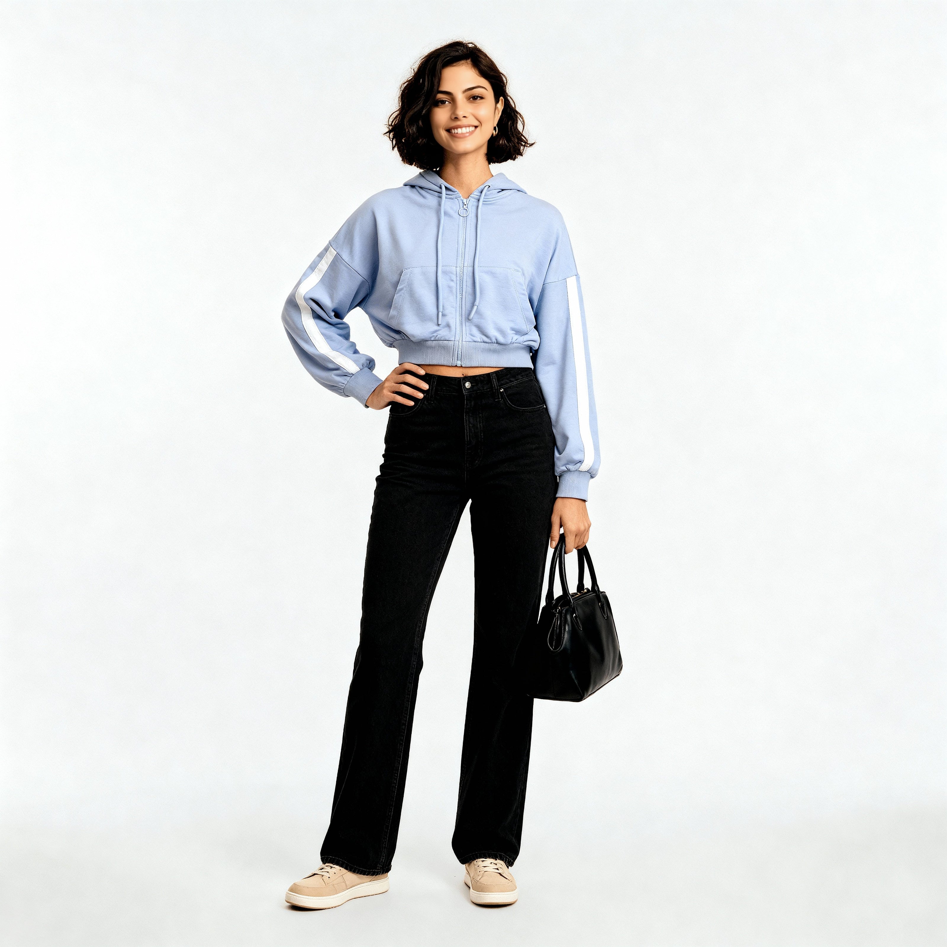 Cotton Oversize Sweatshirt With Front Zipper