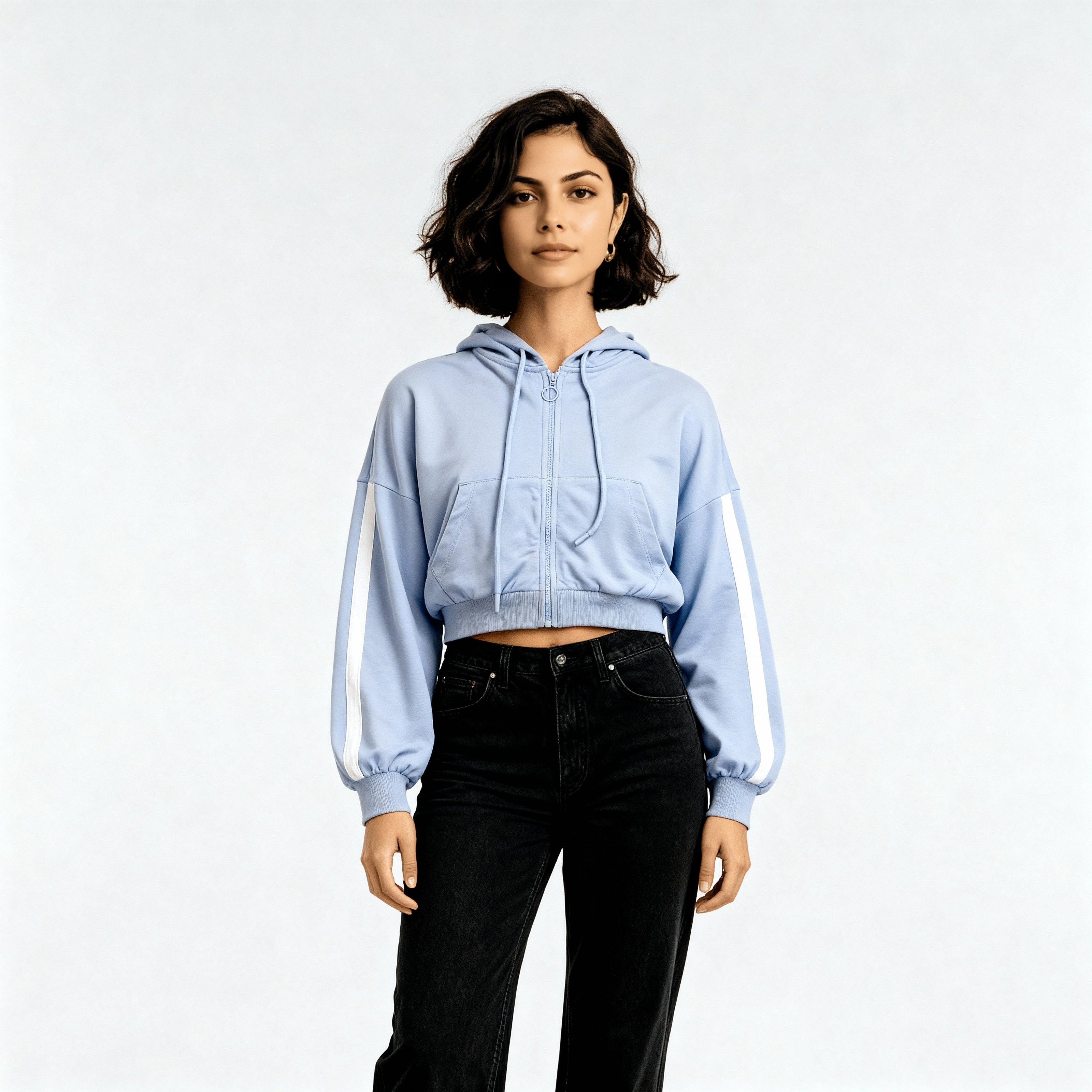 Cotton Oversize Sweatshirt With Front Zipper