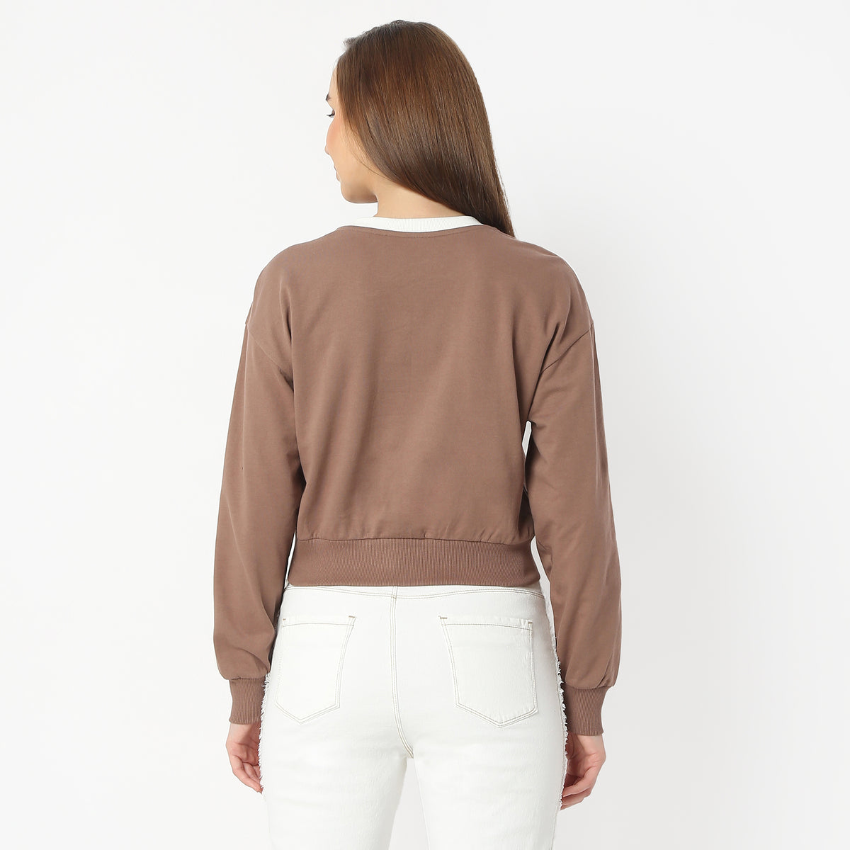 Oversize Graphic Crew Neck Cropped Sweat Tee