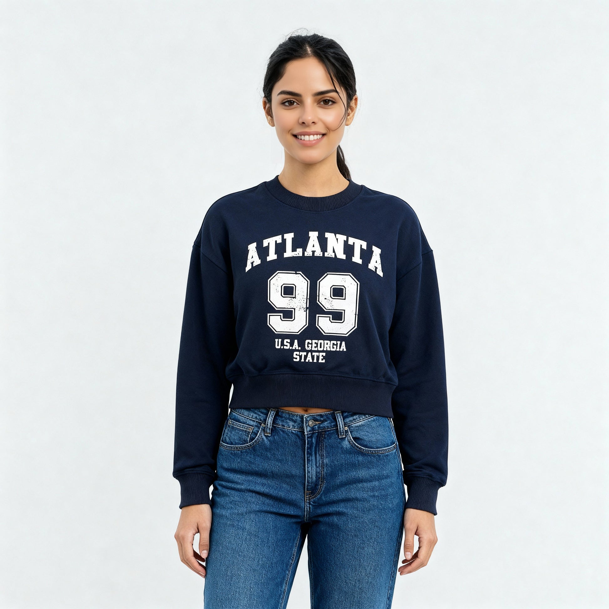 Oversize Cotton Graphic Cropped Sweat Tee