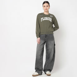 Round Neck Graphic Sweat Tee 