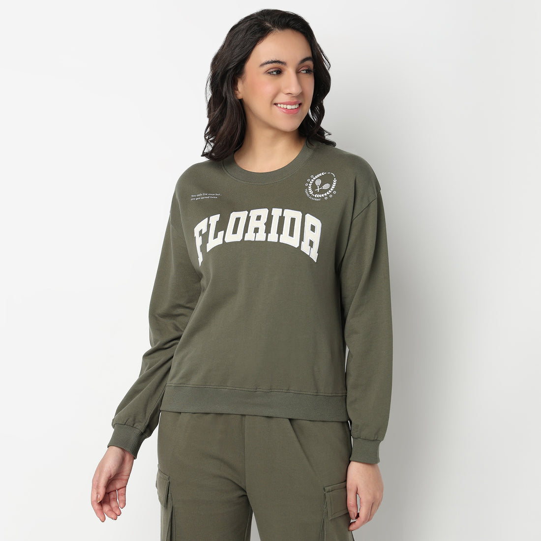 Round Neck Graphic Sweat Tee 