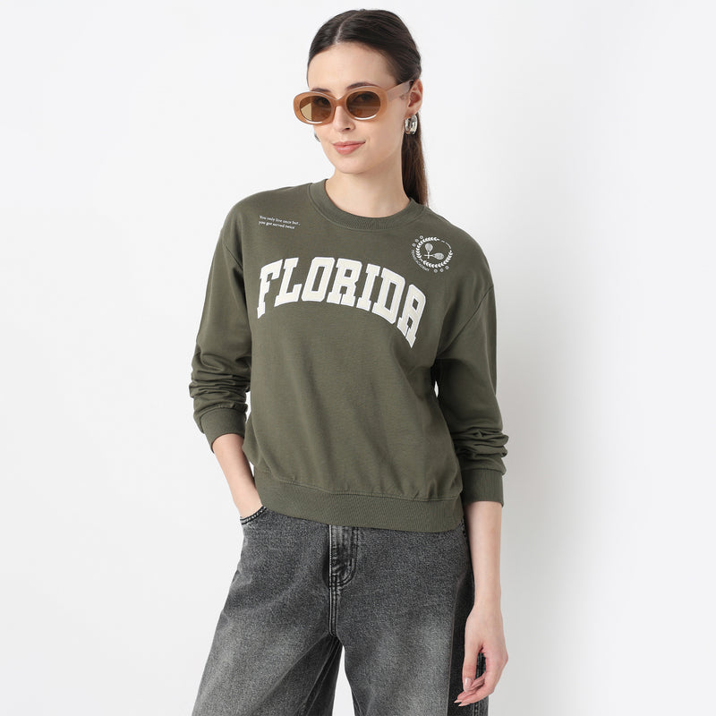 Round Neck Graphic Sweat Tee 