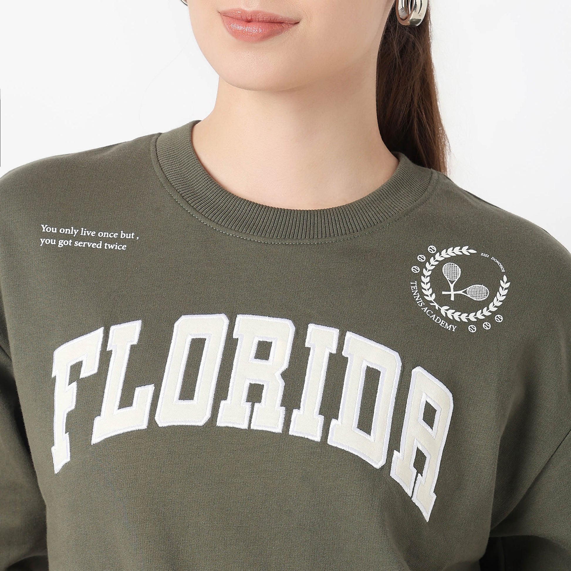 Round Neck Graphic Sweat Tee 