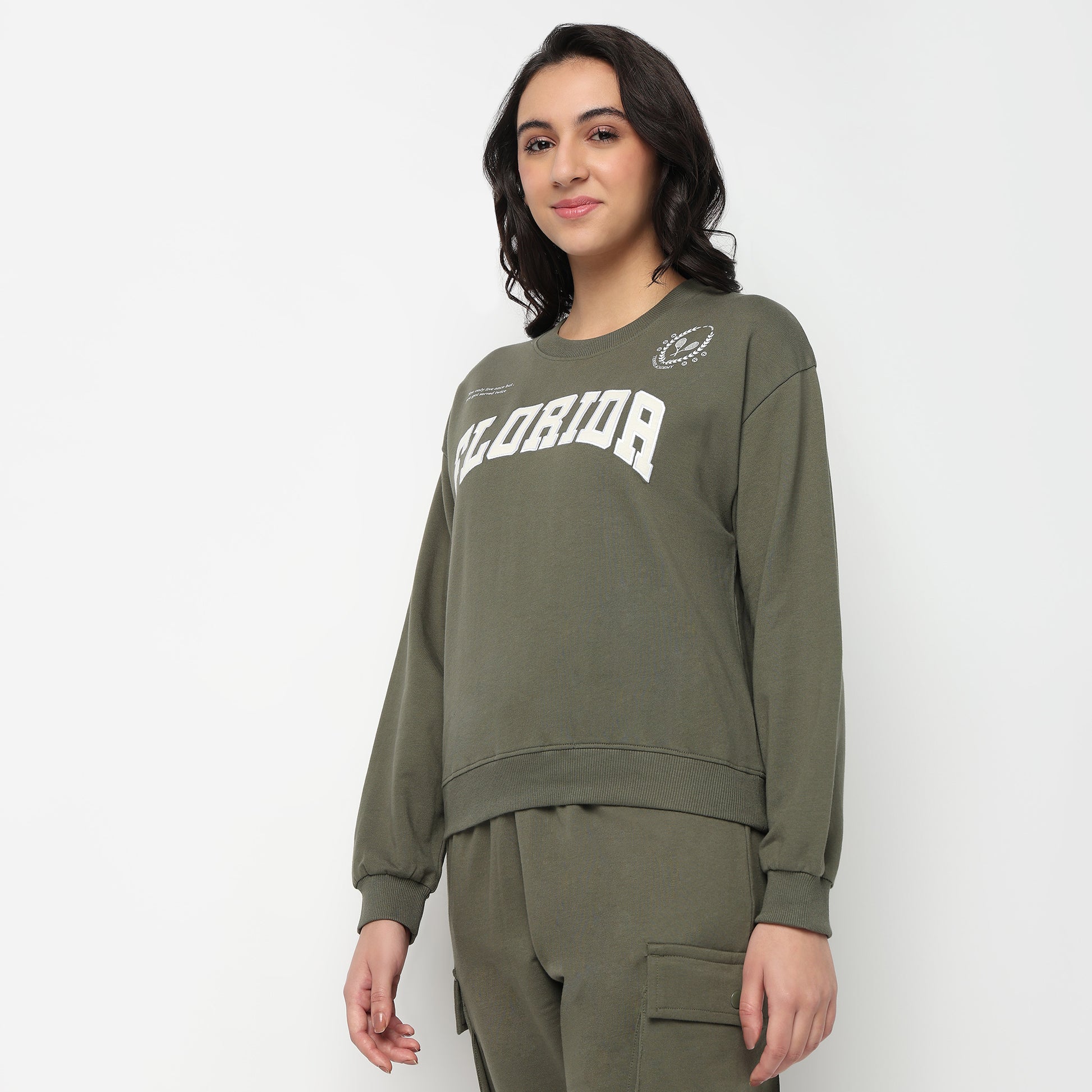 Round Neck Graphic Sweat Tee 