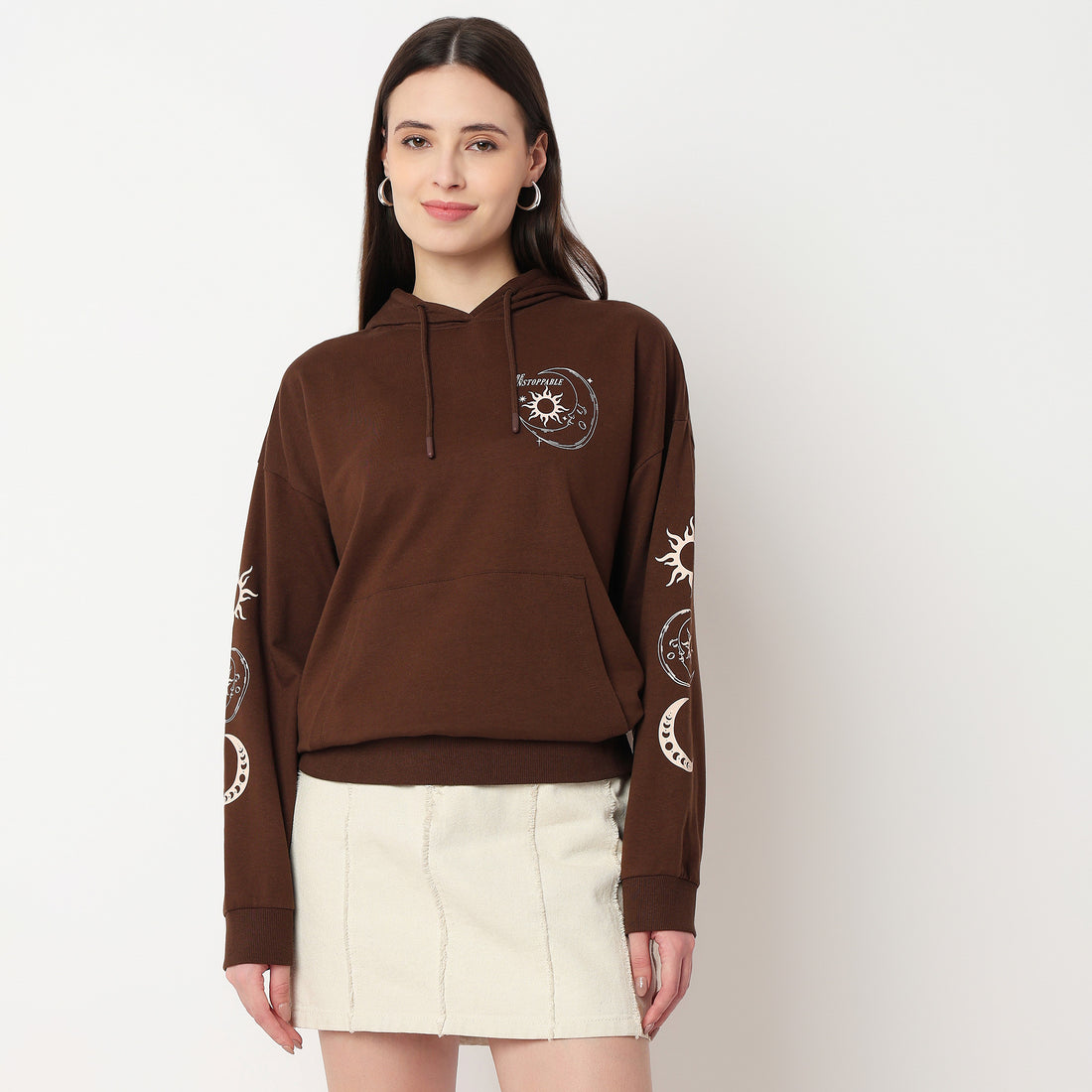 Oversize Cotton Graphic Hoodie Sweat Tee