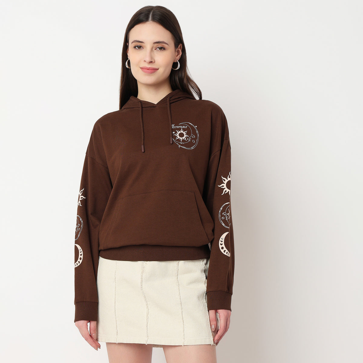 Oversize Cotton Graphic Hoodie Sweat Tee