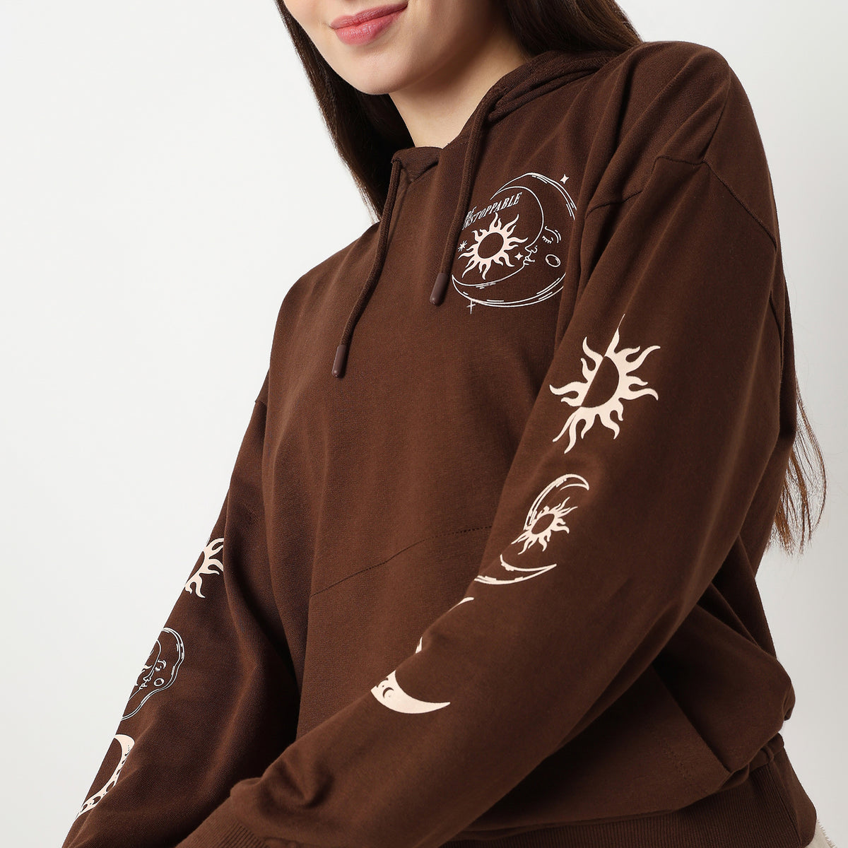 Oversize Cotton Graphic Hoodie Sweat Tee