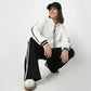 Boxy Fit Sweat Tee With Lace-Up Neckline