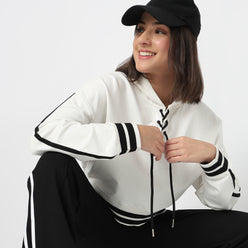 Boxy Fit Sweat Tee With Lace-Up Neckline