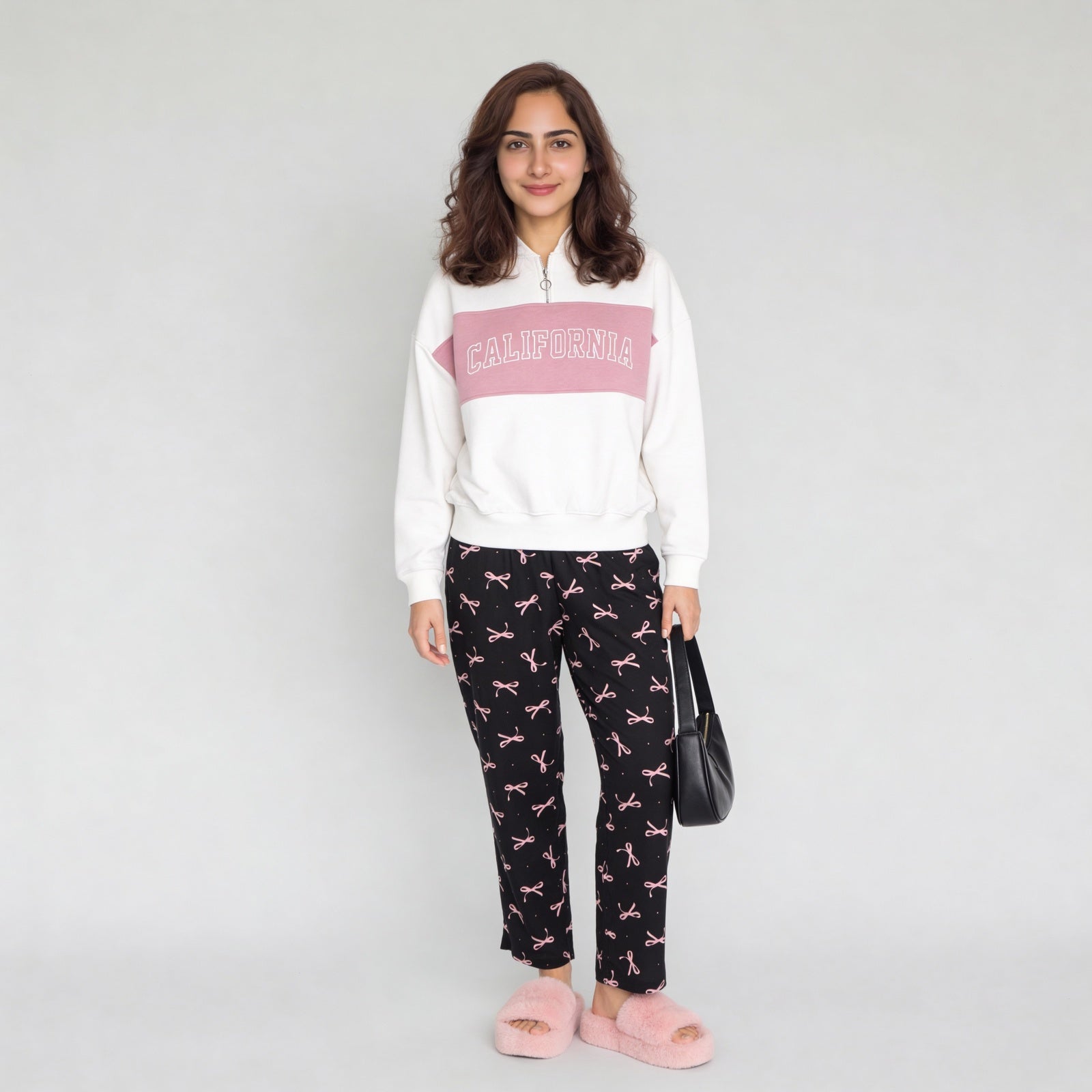 Young Women Sweat Tee With Contrast Colour Blocked Panel With Embroidery