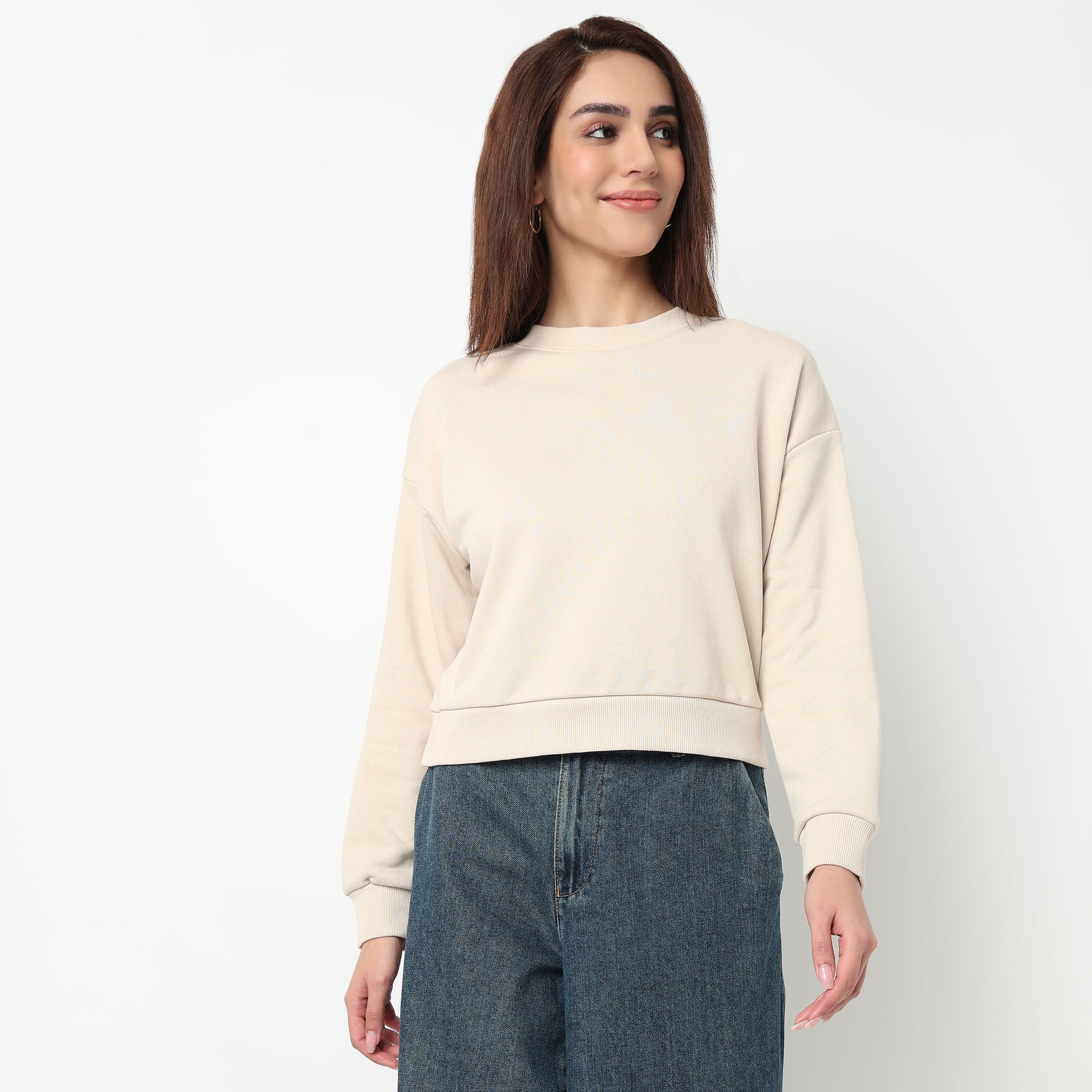 Oversize Cotton Cropped Sweatshirt