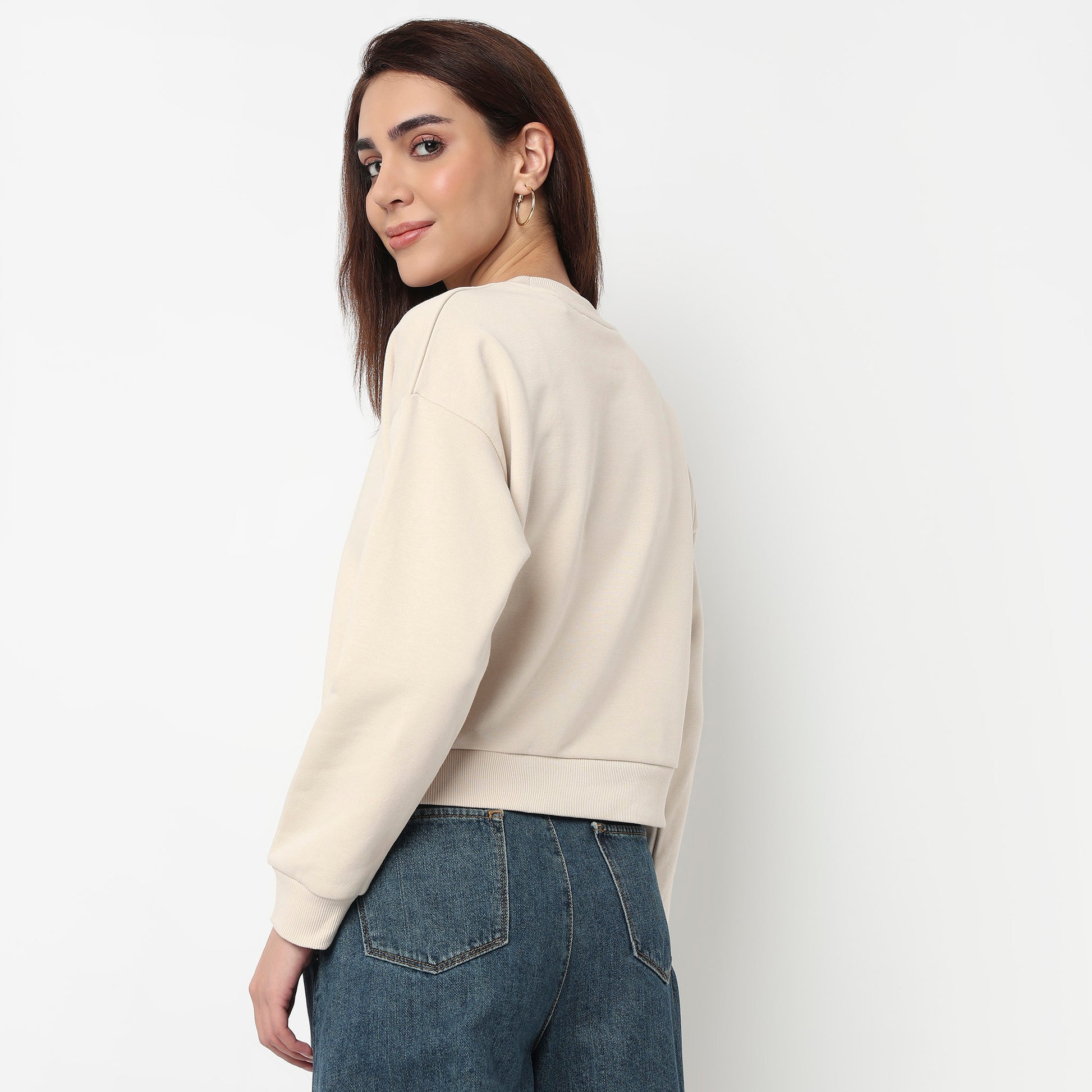 Oversize Cotton Cropped Sweatshirt