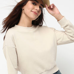 Oversize Cotton Cropped Sweatshirt