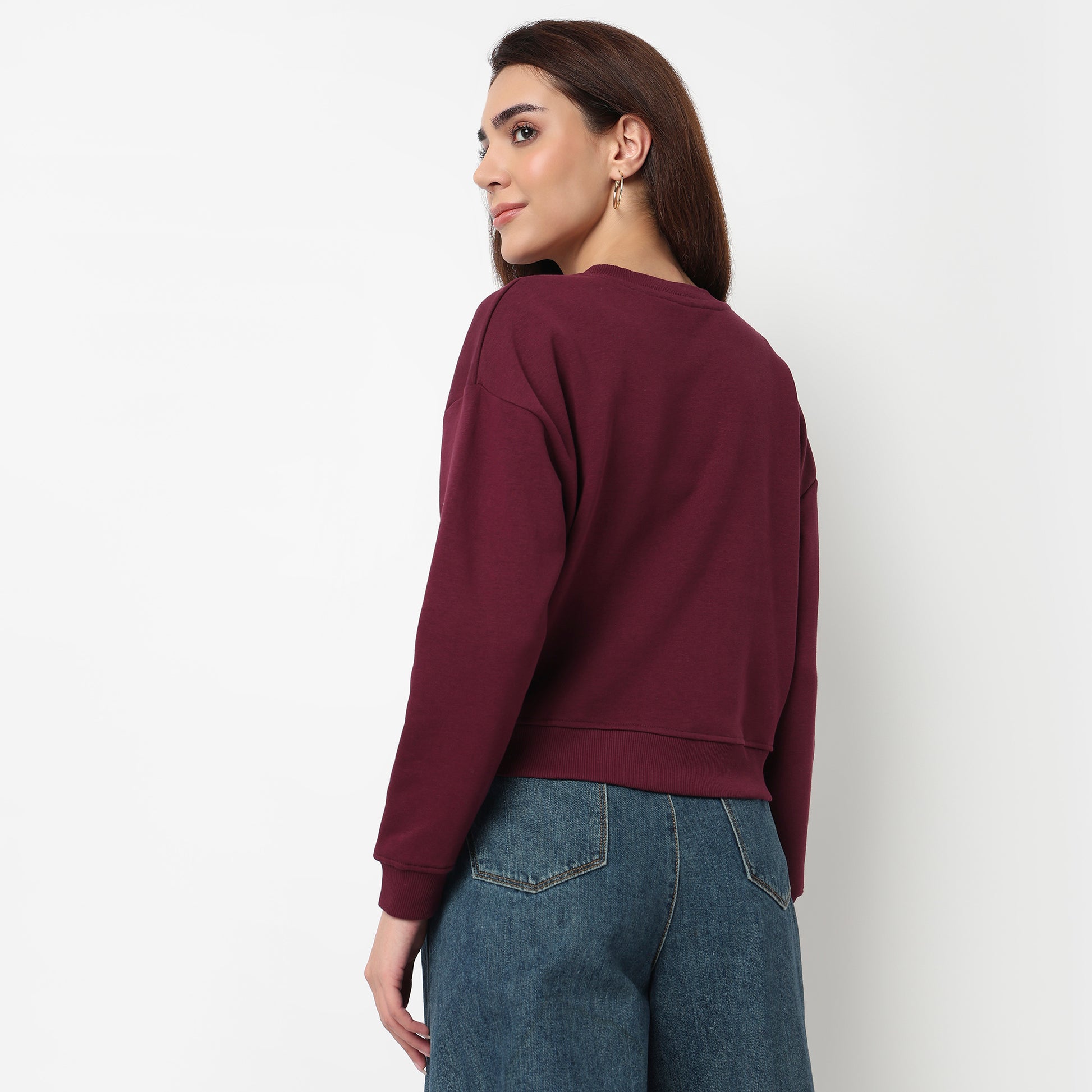 Oversize Cotton Cropped Sweatshirt