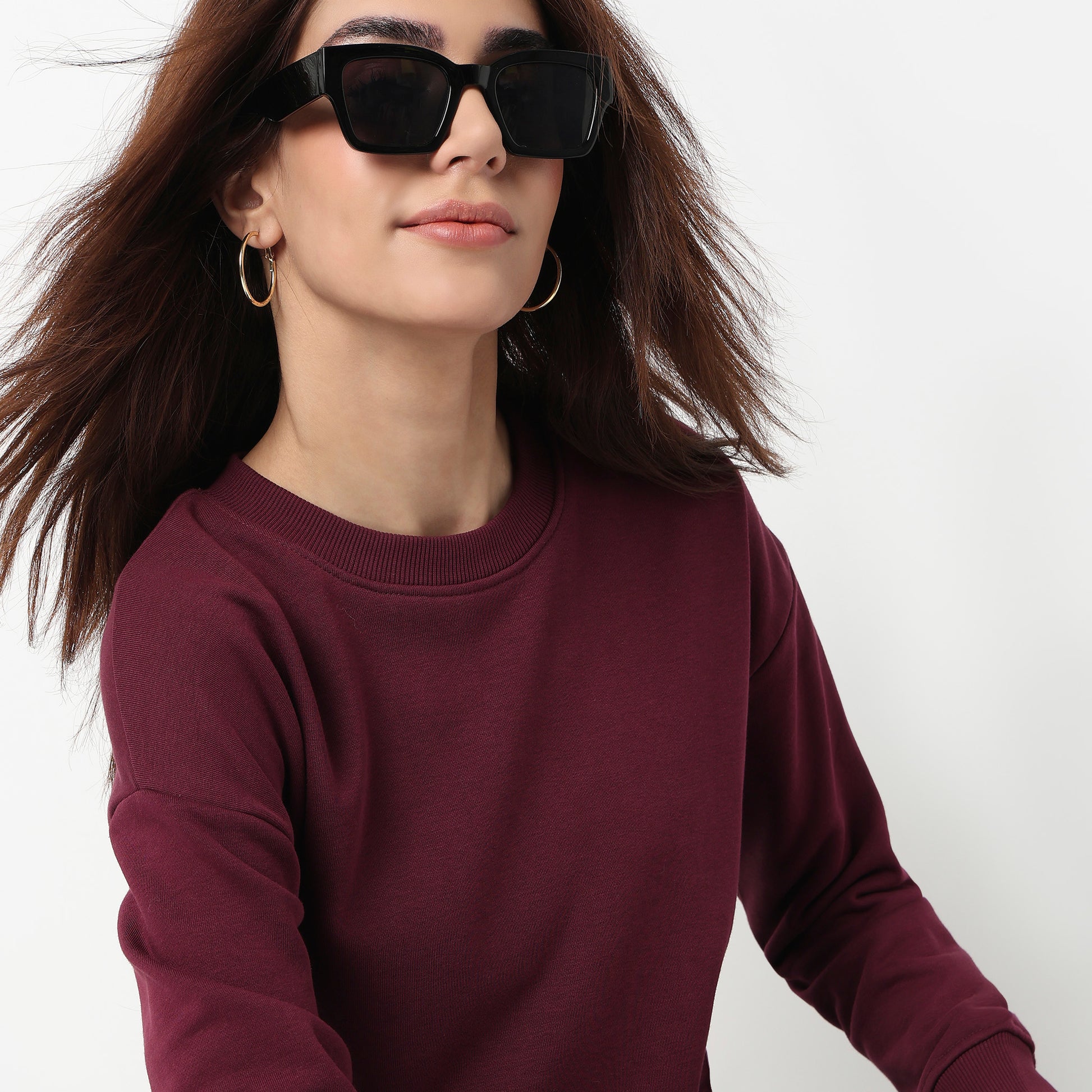 Oversize Cotton Cropped Sweatshirt