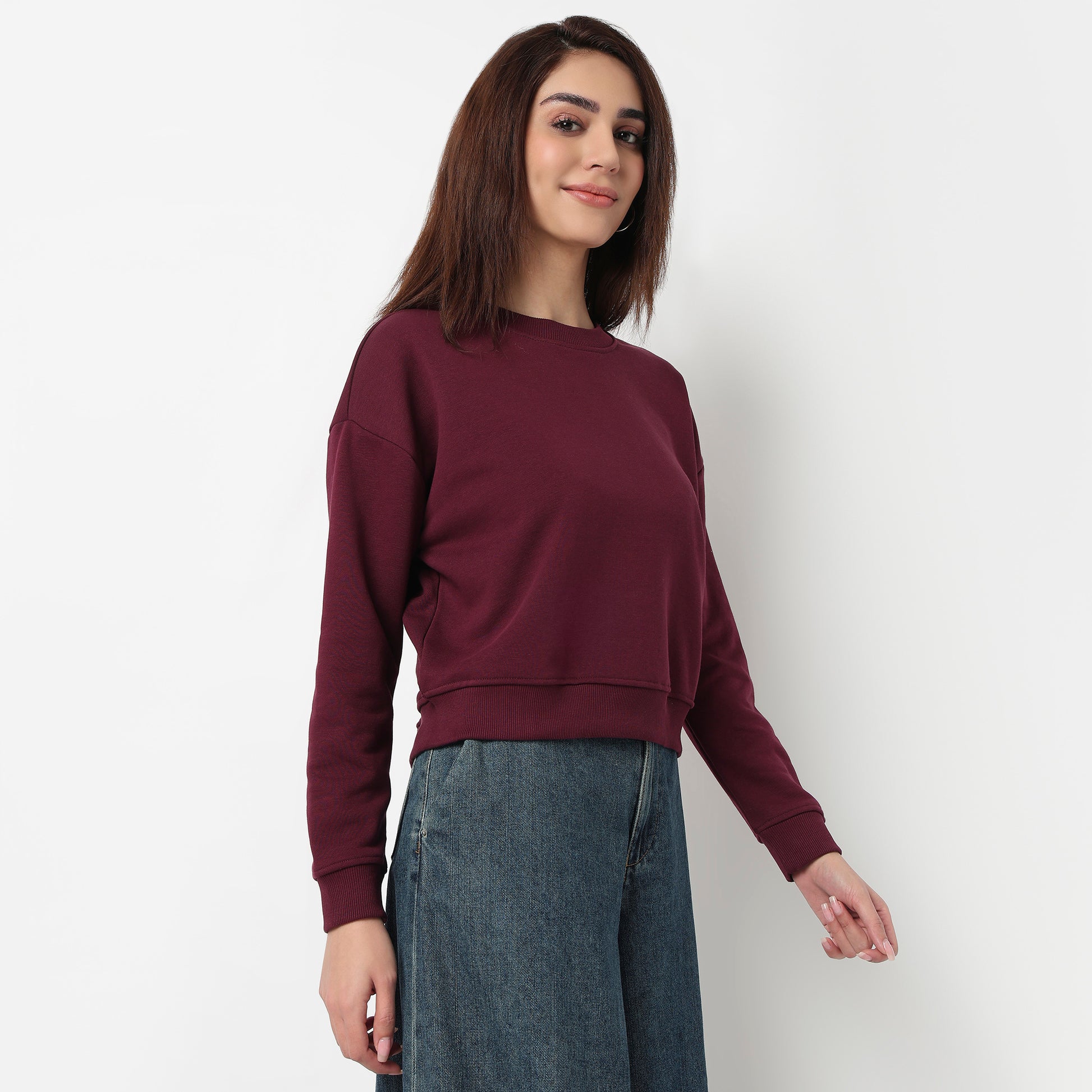 Oversize Cotton Cropped Sweatshirt