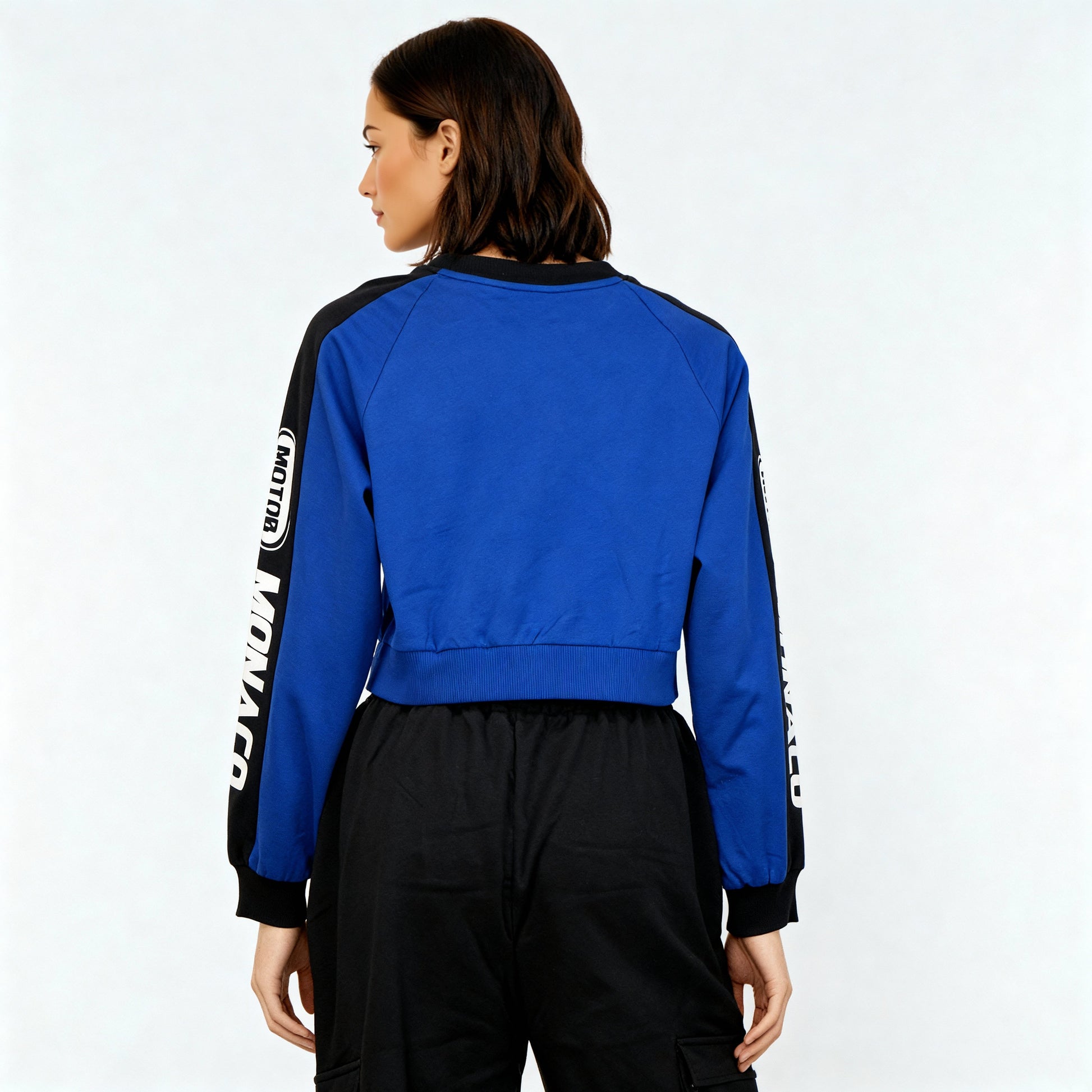 Oversize Color Blocked Cropped Sweat Tee