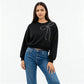 Embellished Oversize Studded Bow Sweat Tee