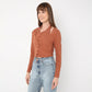 Knit Rib Full Sleeve Solid Top