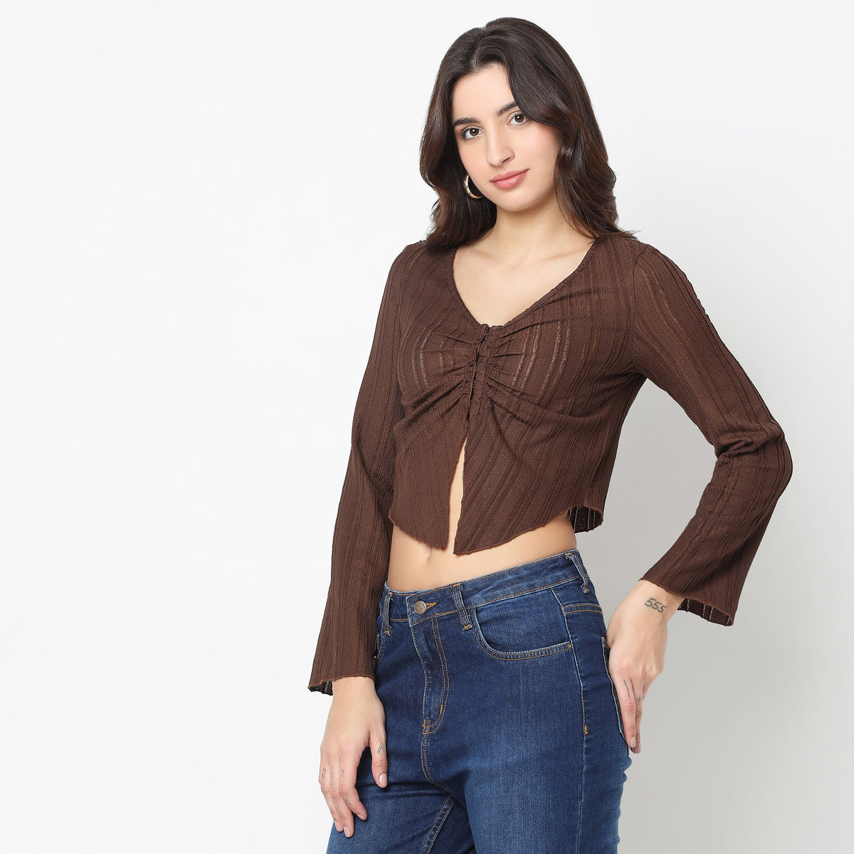 Regular Fit Solid Crop Top