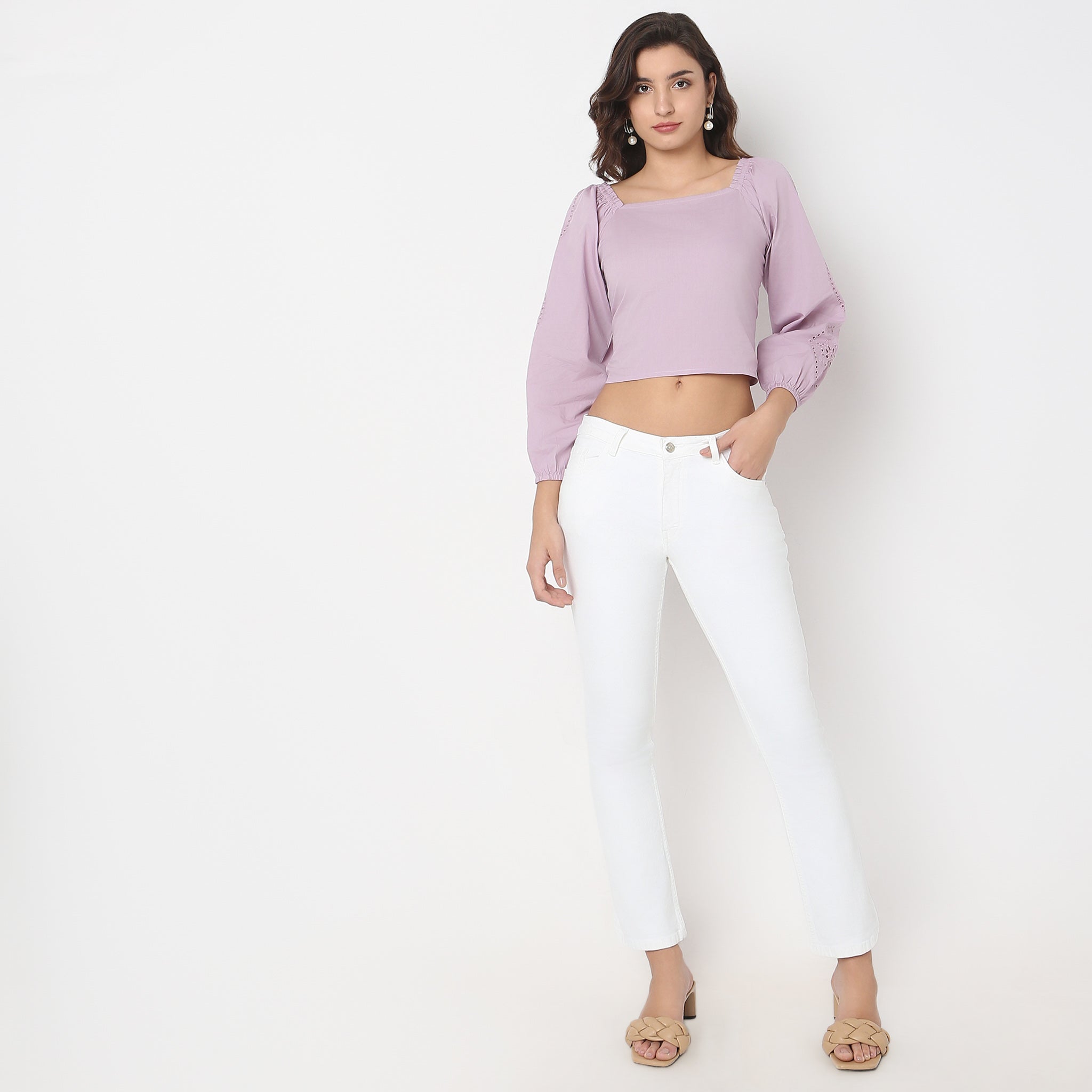 Regular Fit Solid Crop Top