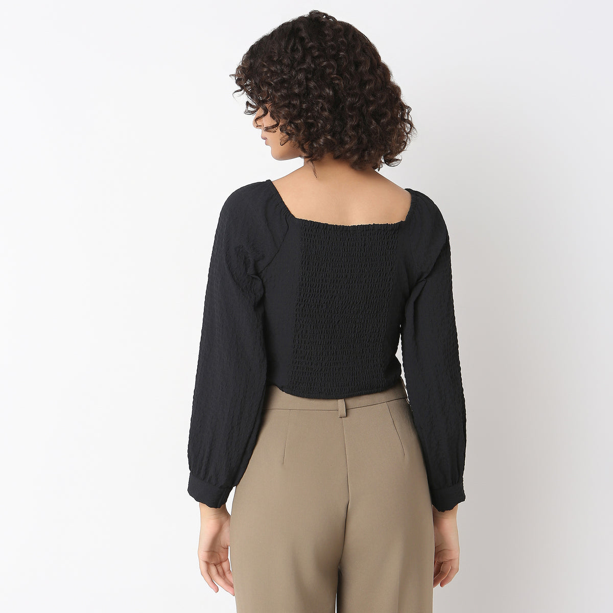 Regular Fit Solid Crop Top