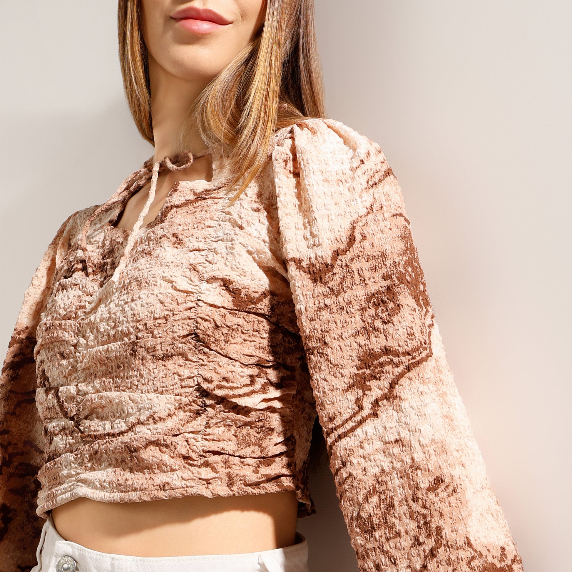 Regular Fit Printed Cropped Top