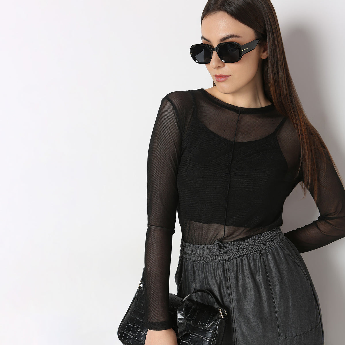 Regular Fit Solid Crop Top