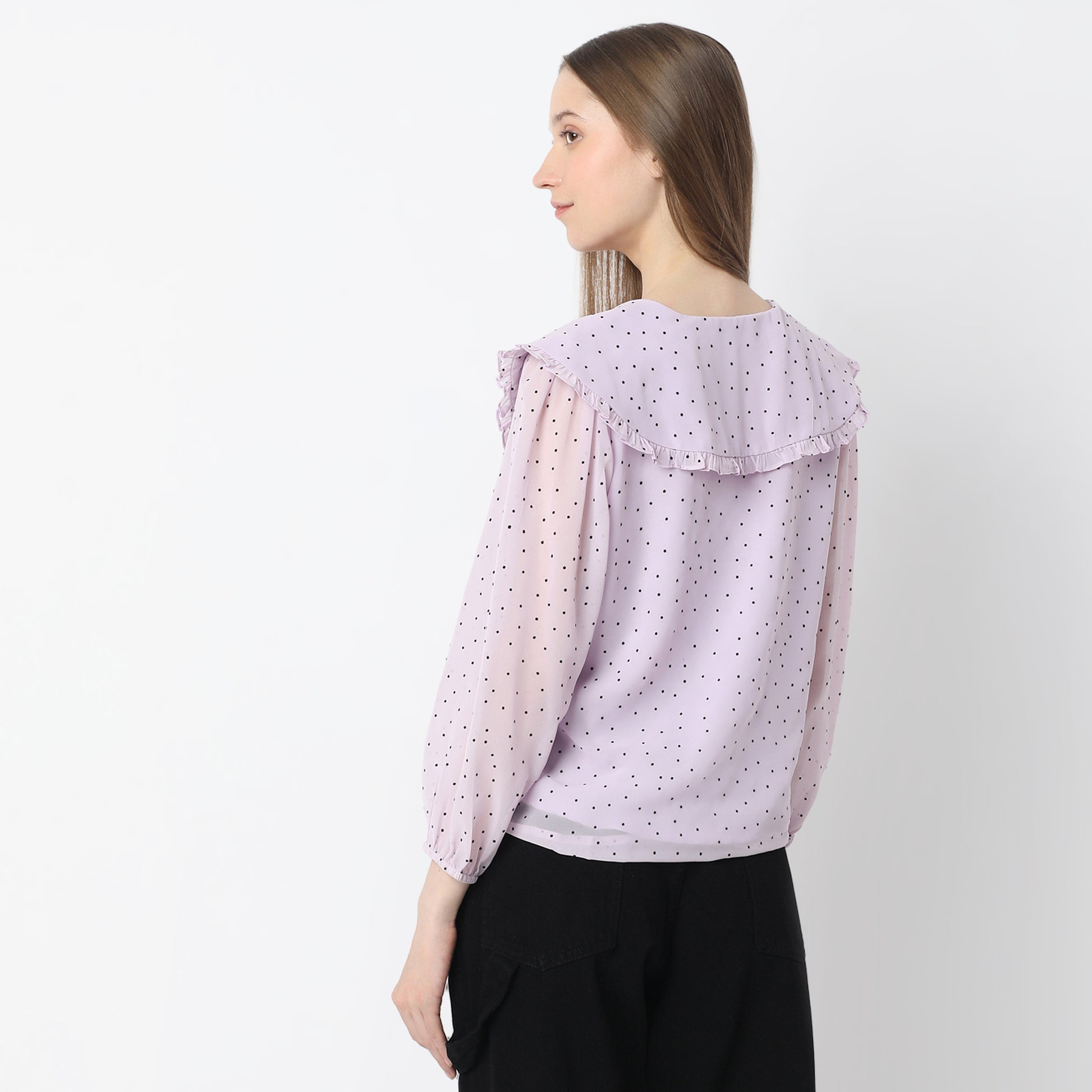 Polka Dot Peter Pan Collar Top