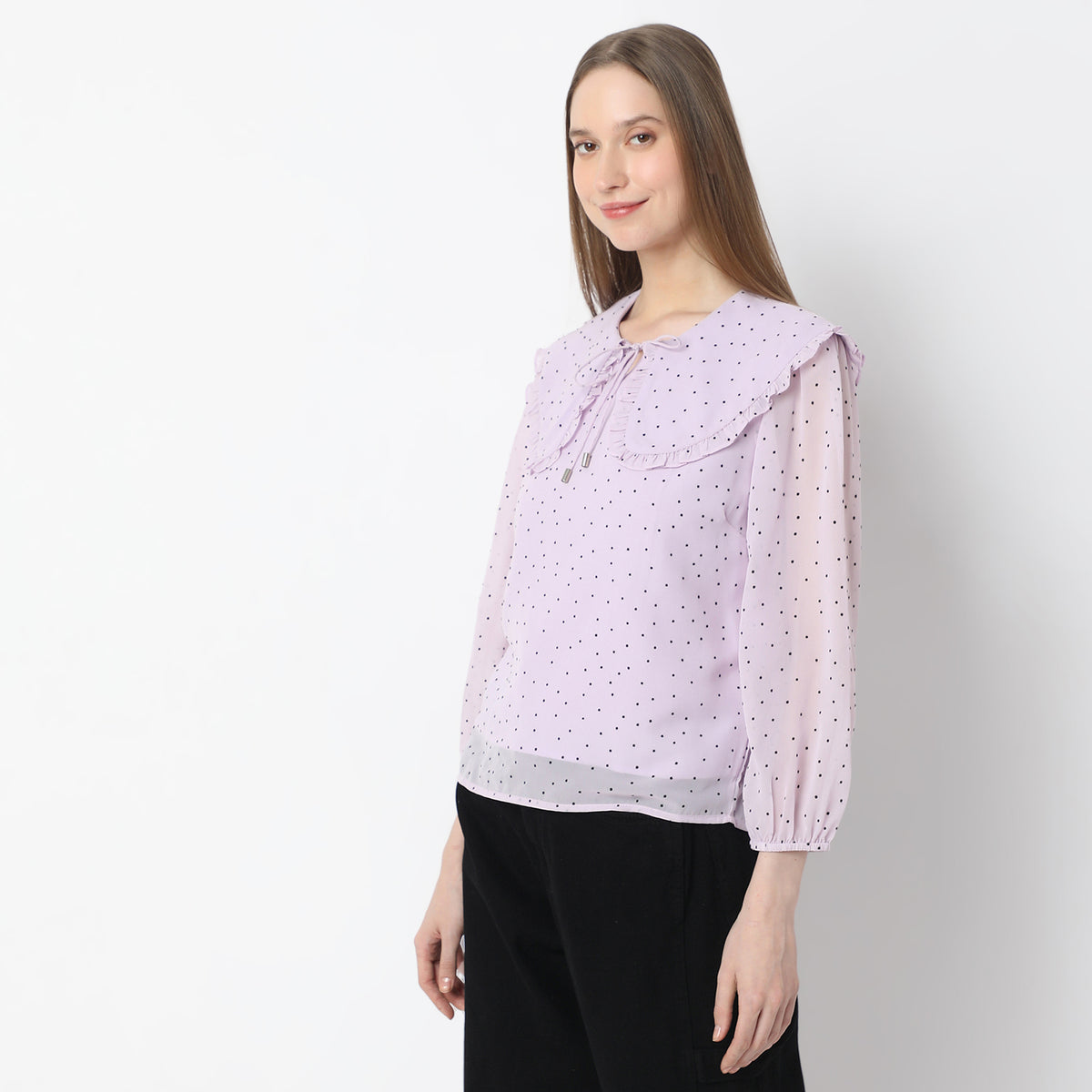 Polka Dot Peter Pan Collar Top
