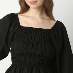 Regular Fit Solid Square Neck Crop Top