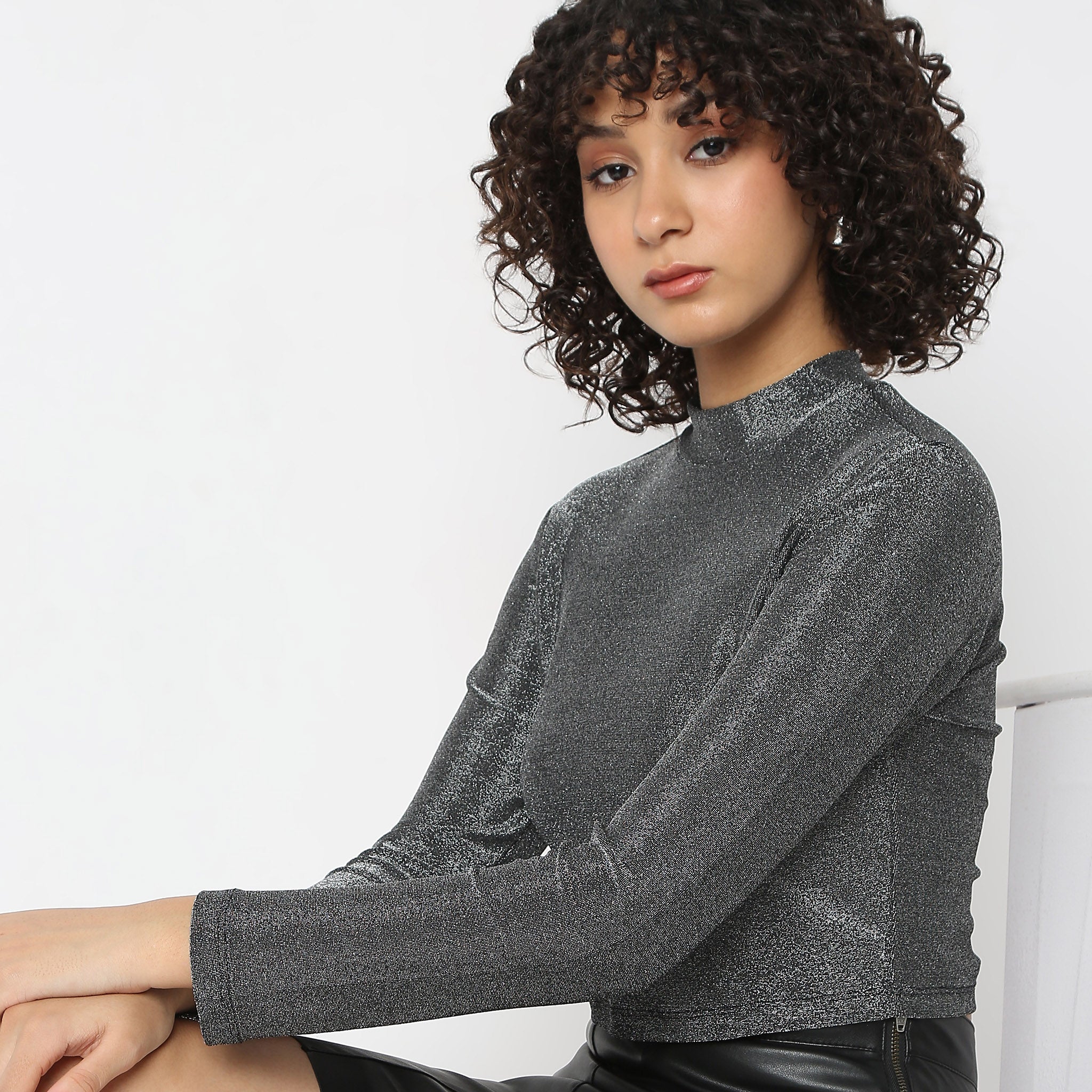 mock turtleneck tops for ladies