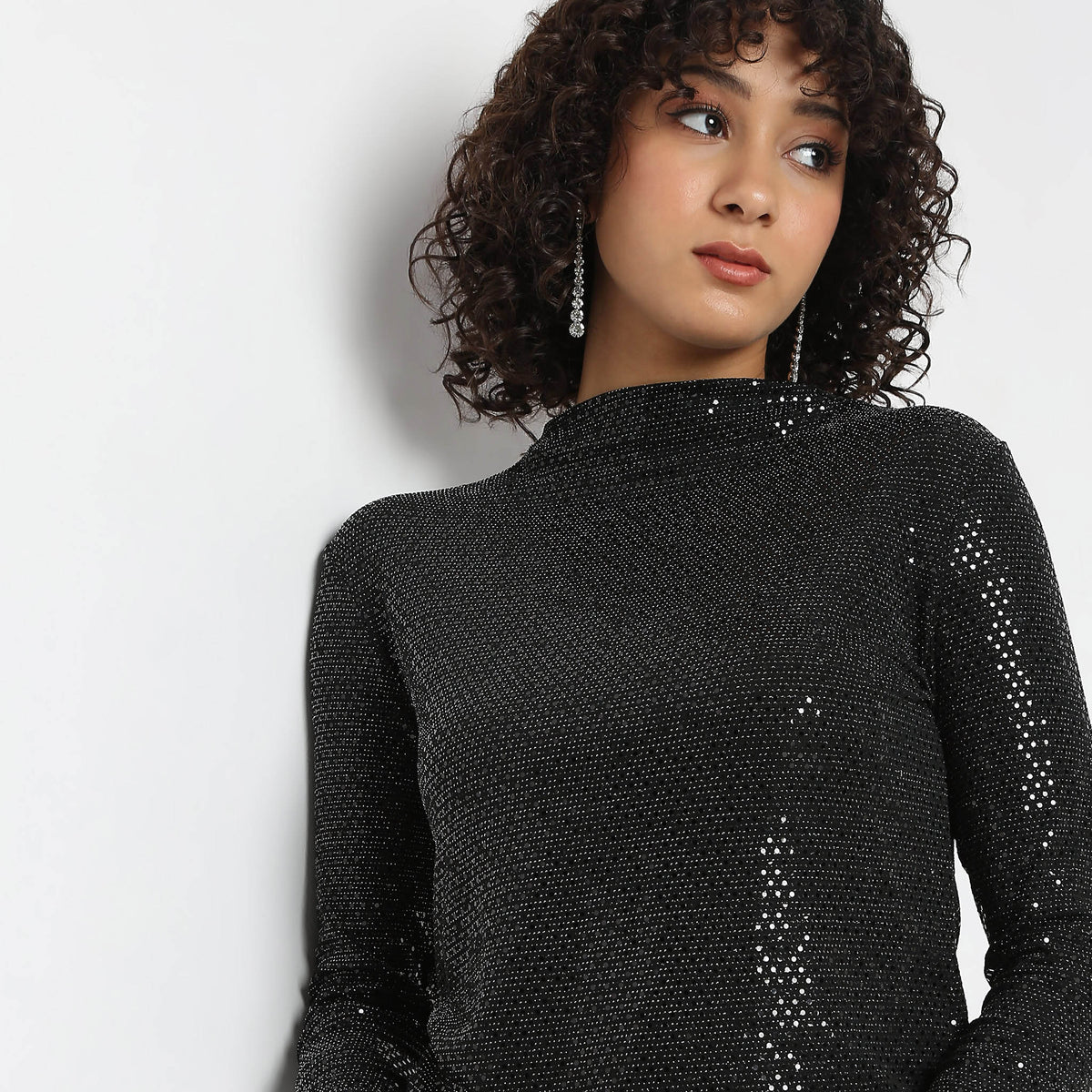 Solid Mock Turtle Neck Top