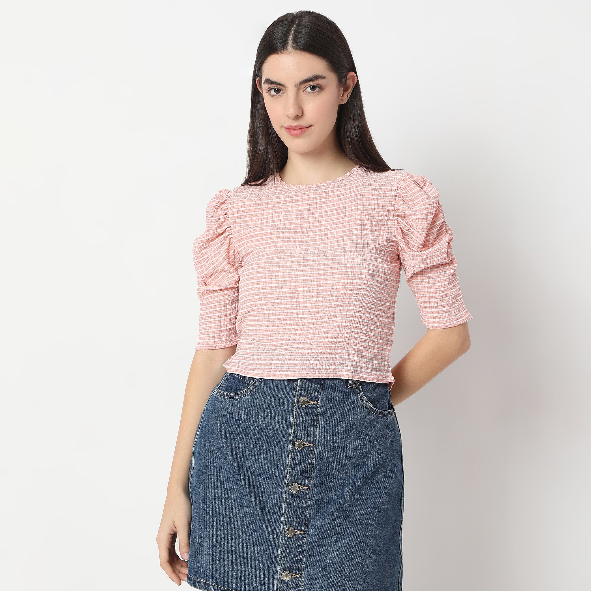 Regular Fit Checkered Top