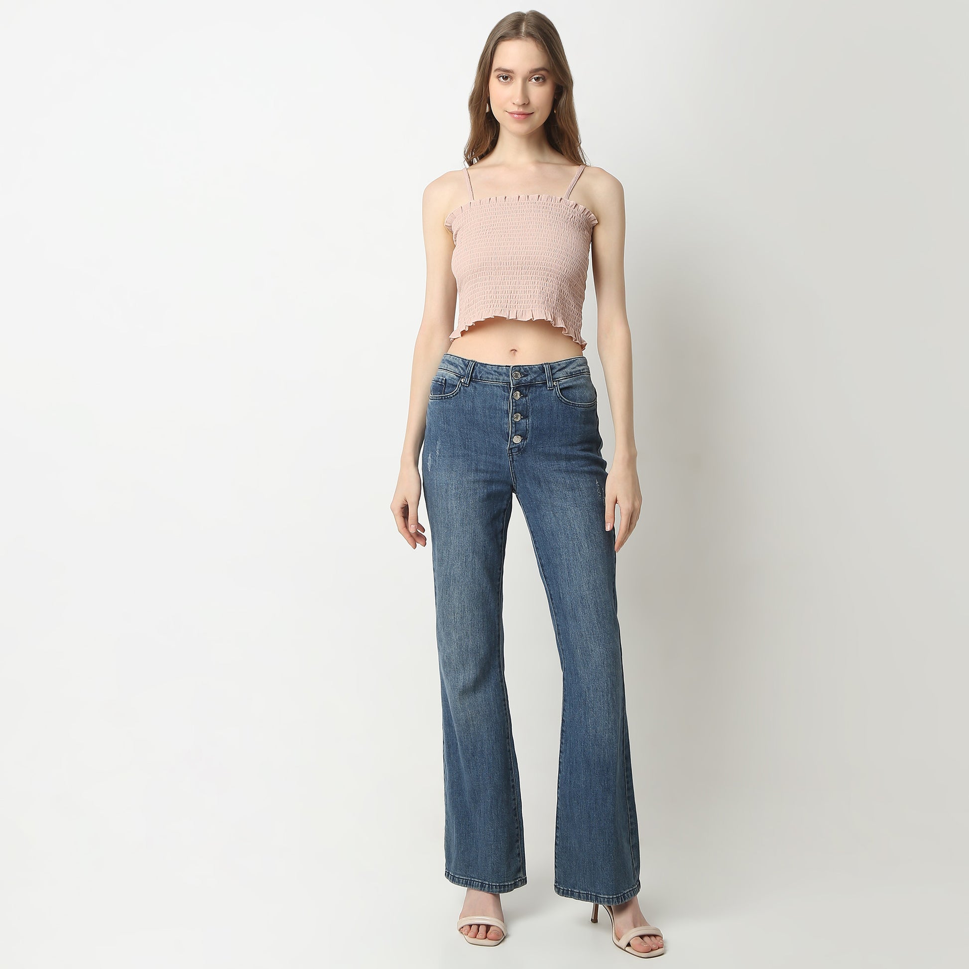 Slim Fit Solid Square Neck Crop Top