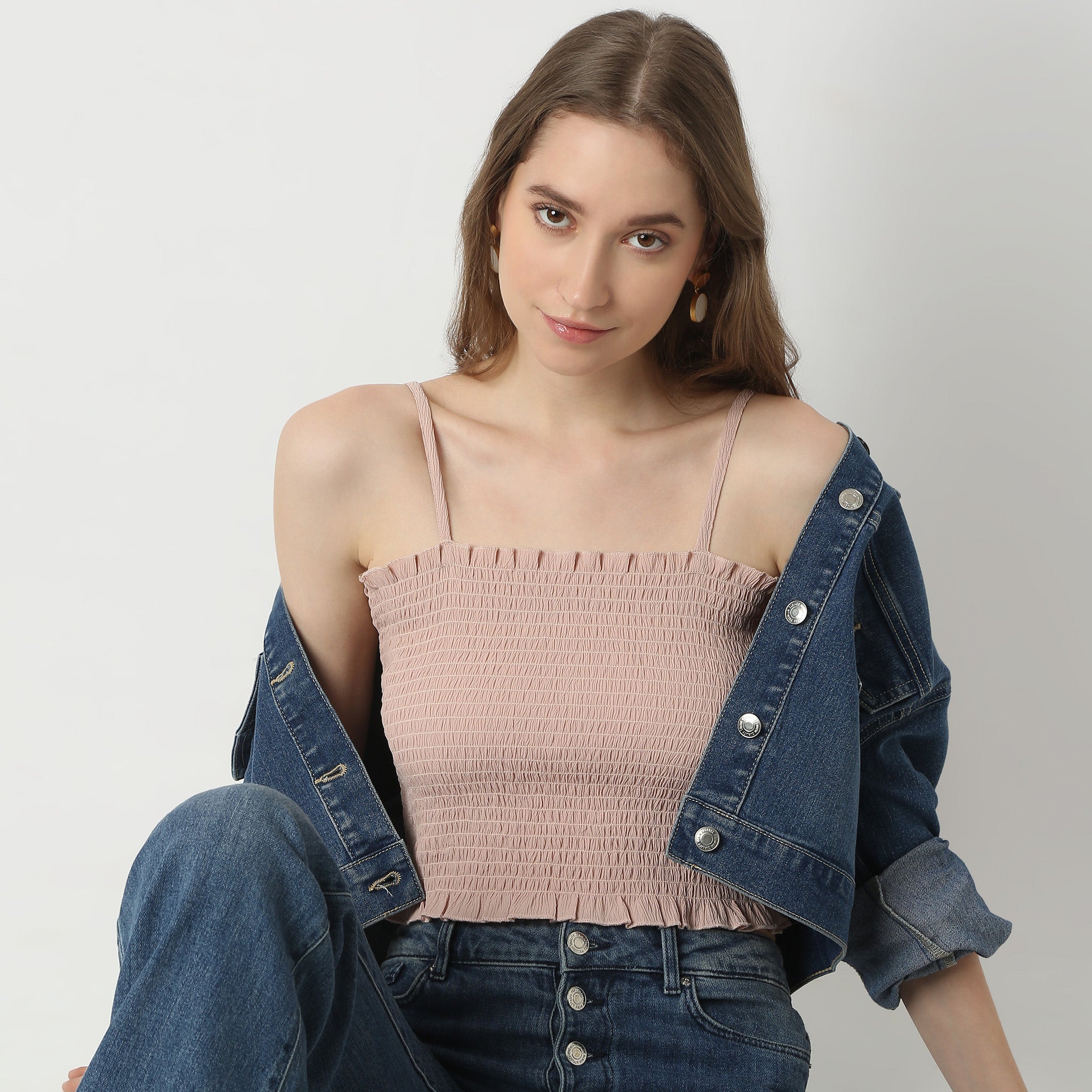 Slim Fit Solid Square Neck Crop Top