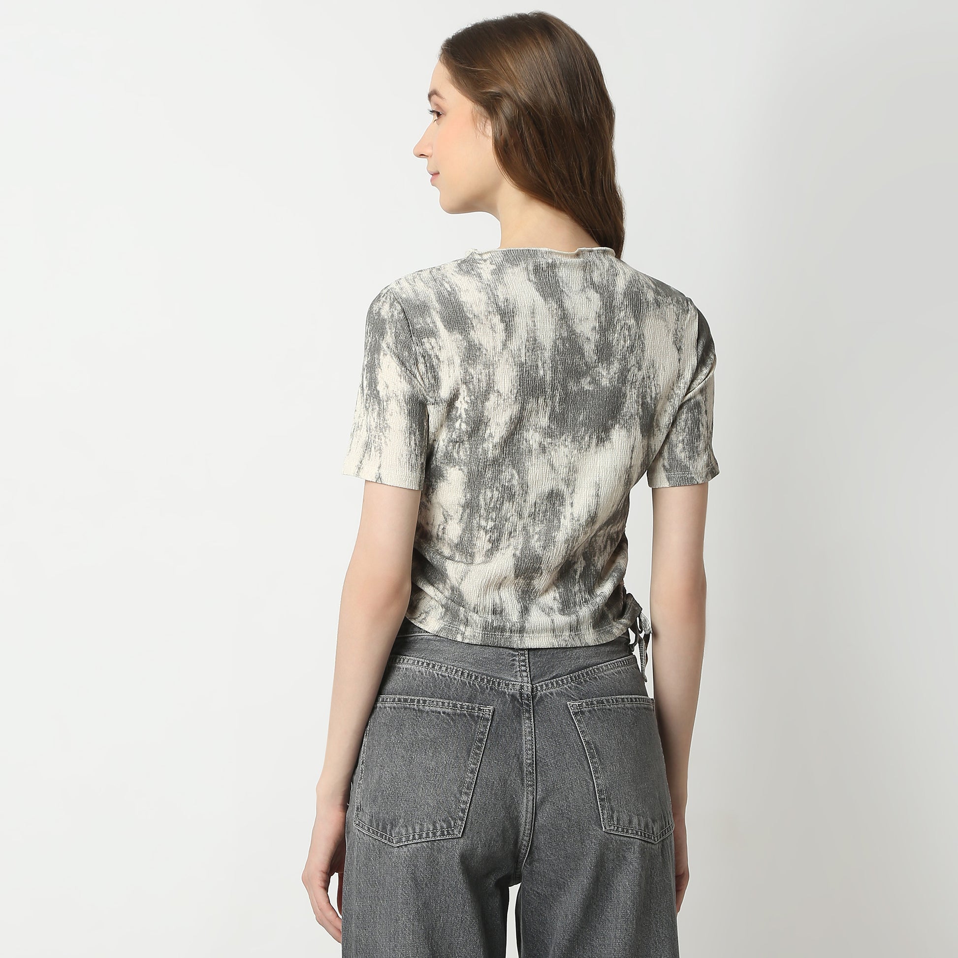 Regular Fit Abstract High Neck Top