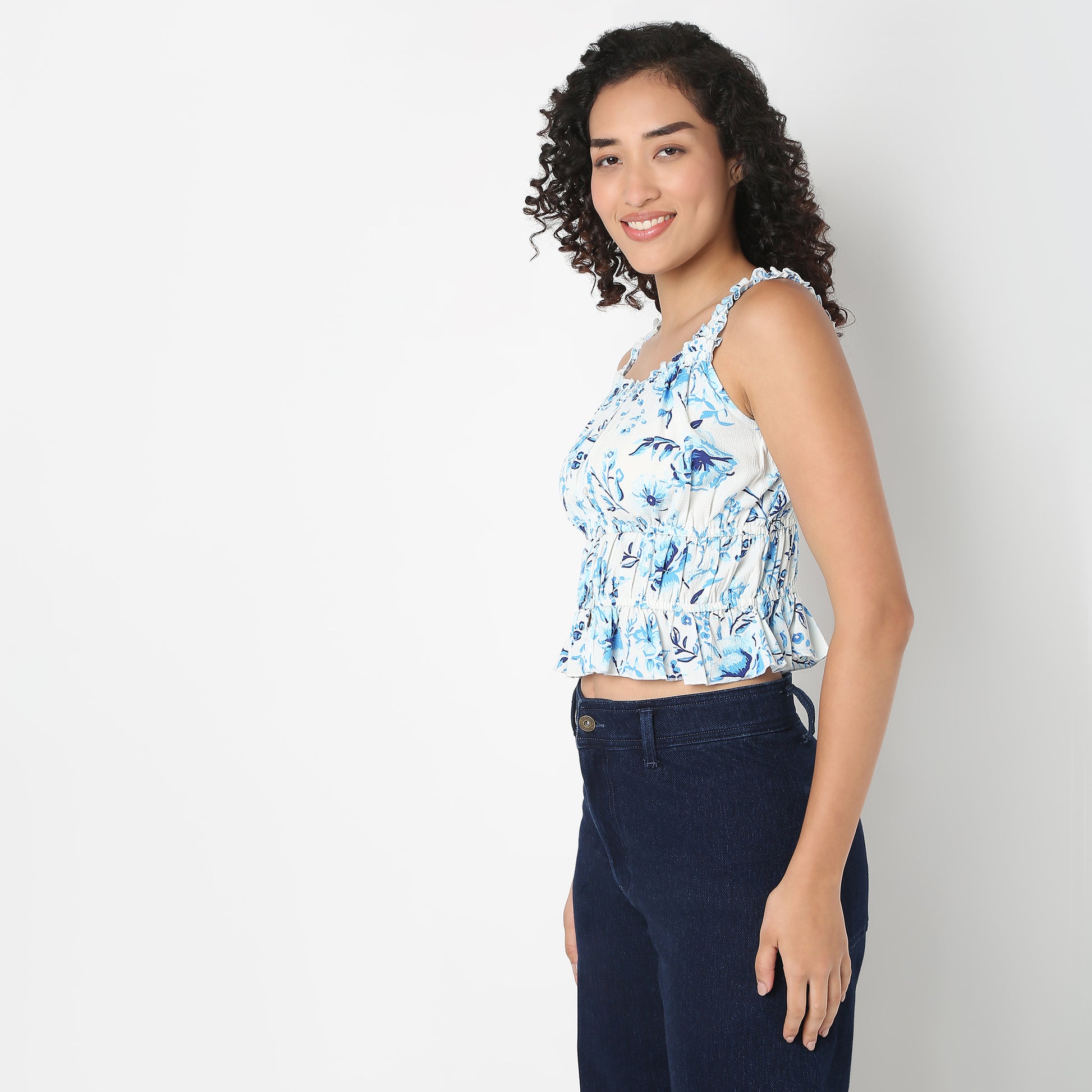 Young Women Top, Sleeveless Printed Top.