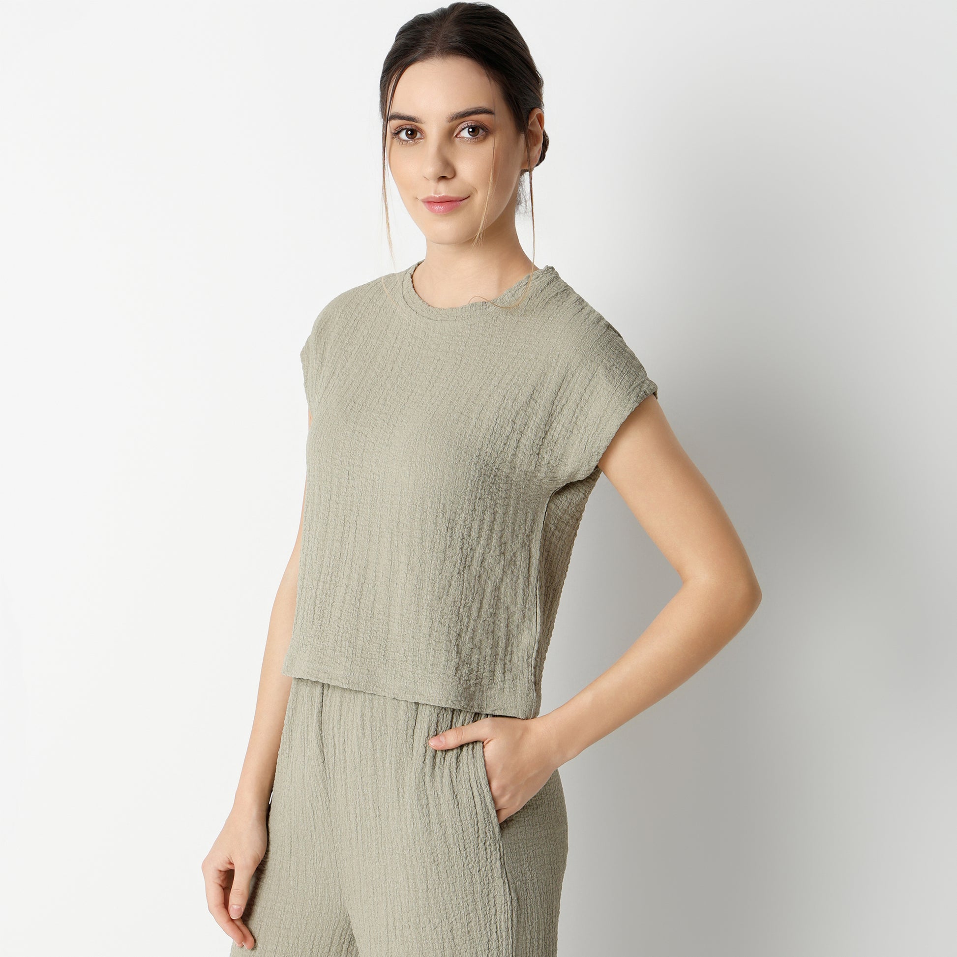 Solid Boxy Fit Crop Top