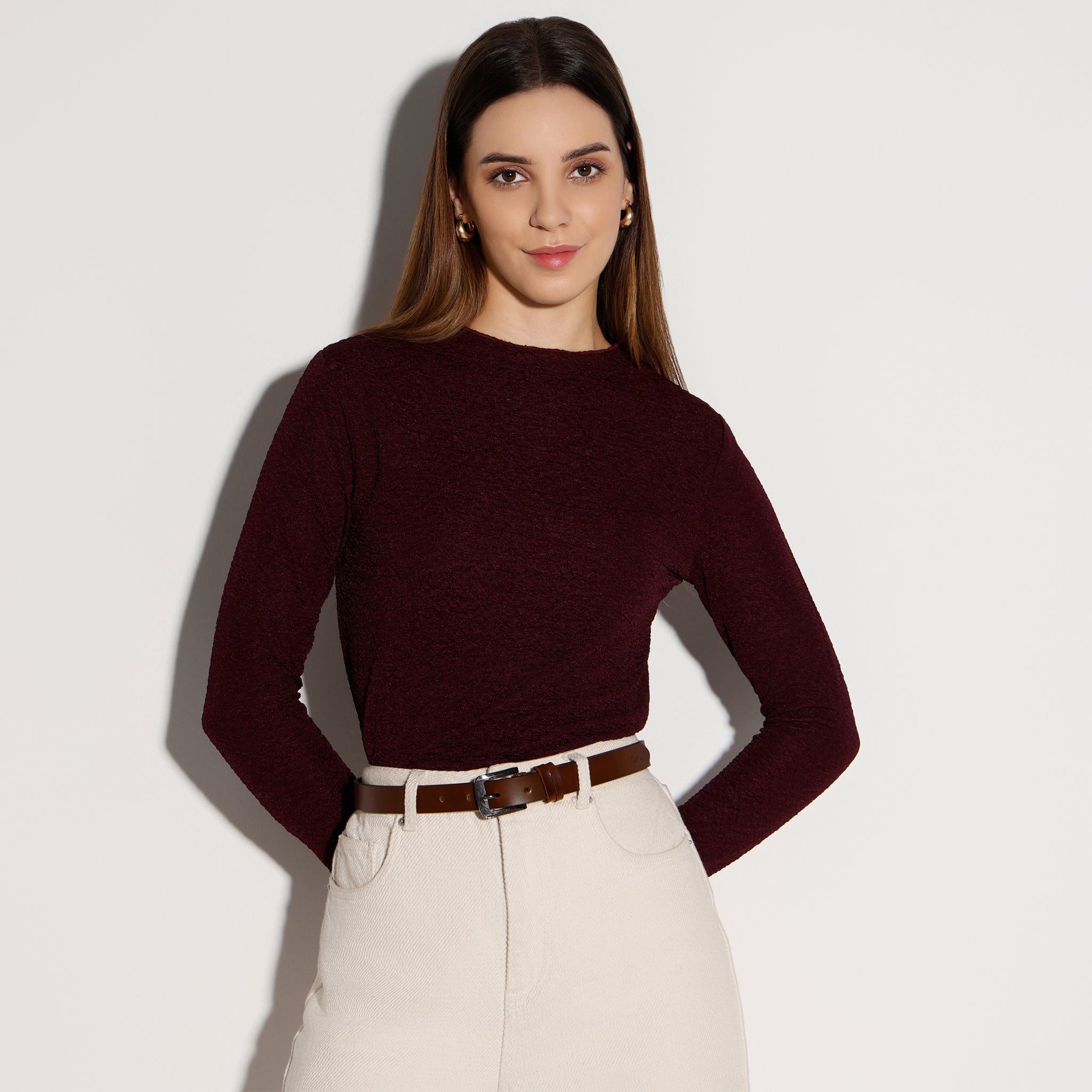 Slim Fit Solid Cropped Top