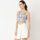 Slim Fit Printed Square Neck Crop Top