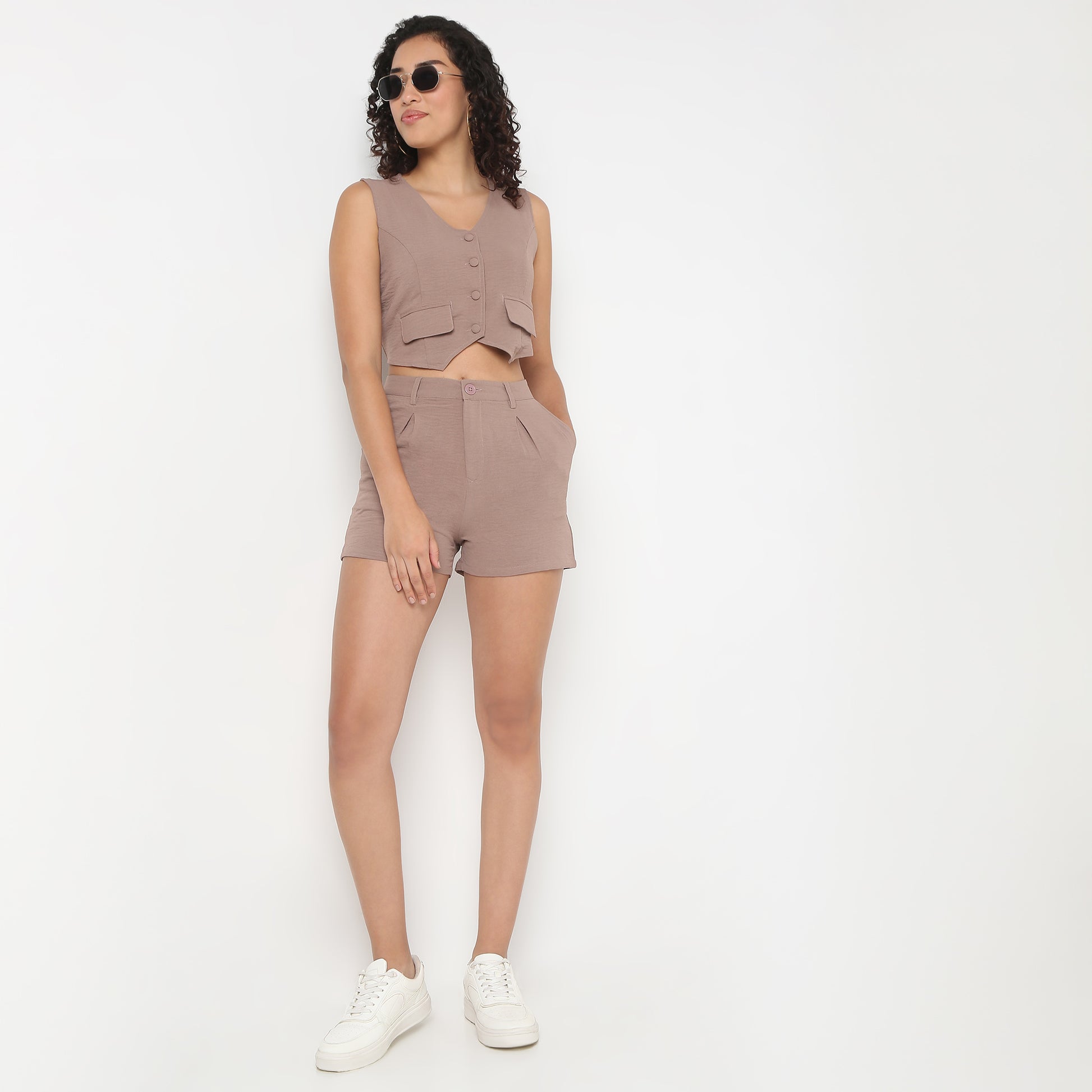 Young Women Fitted Vest, with Front Button Opening