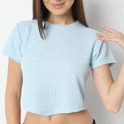 Regular Fit Solid Round Neck Cropped Crop Top