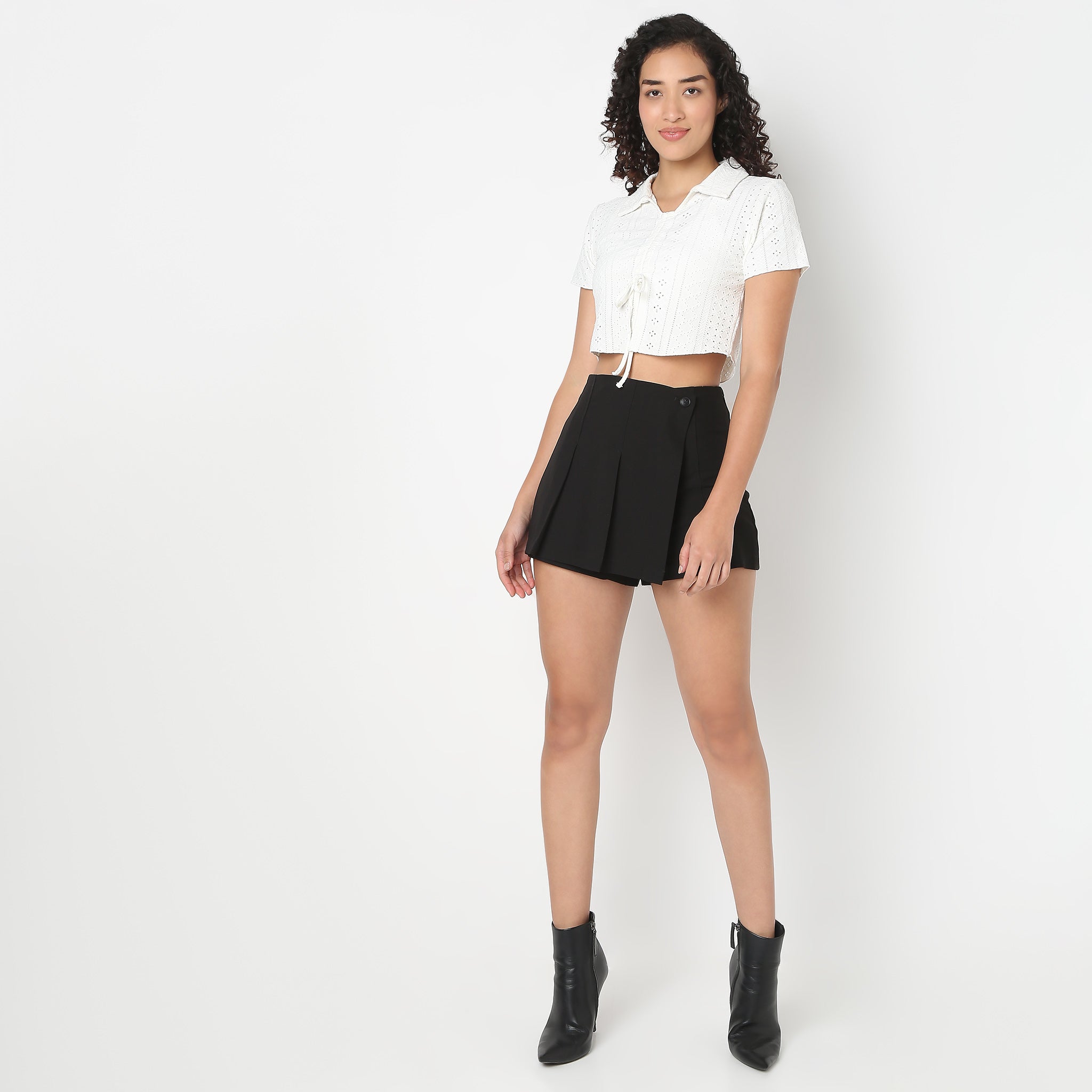 Young Women Top with Front Ruching Detail and Half Sleeves