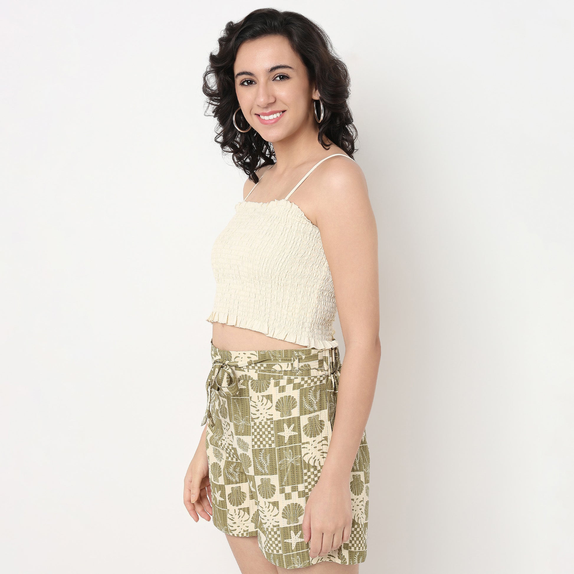 Order Now Women Textured Square Neck Straight Slim Fit Western Wear Betty Tops by Style Union