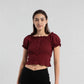 Smocking Detail Square Neck Cropped Top