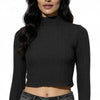 Mock Neck Full Sleeves Crop Top