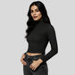 Mock Neck Full Sleeves Crop Top