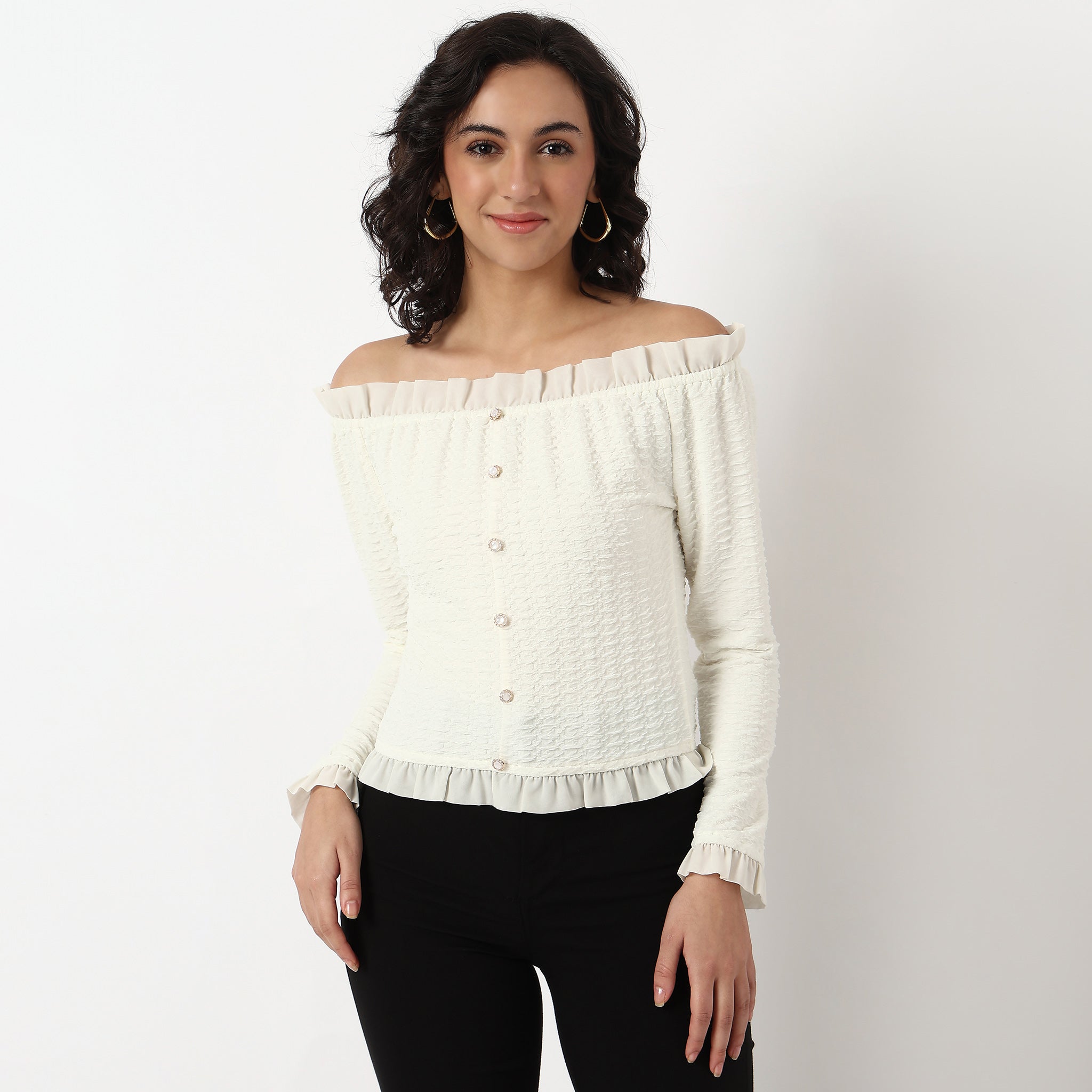 Buy Women Slim Fit Solid Full Sleeve Top  - Style Union